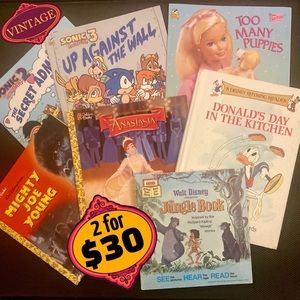 🎉2/30 Set of 7 Disney Golden Picture Books Jungle Book Sonic Barbie 1st Readers